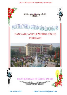 Toán 10 - 90 câu trắc nghiệm khối nón nâng cao
